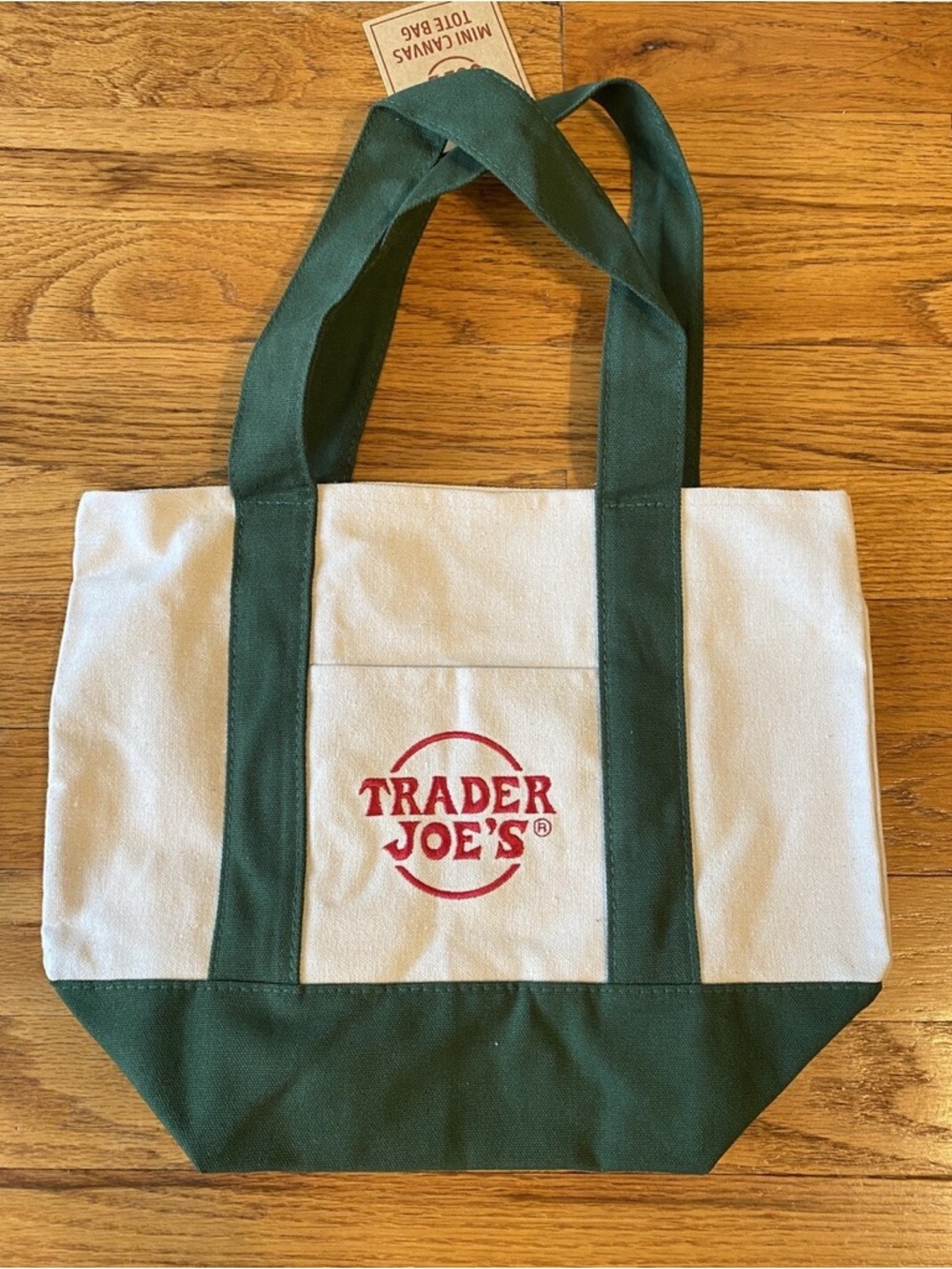 Trader Joe's Mini Canvas Tote Bag- Green